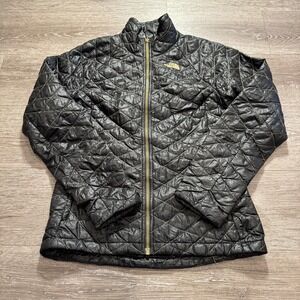 The North Face Jacket Womens Small Black Gold Thermoball Full Zip Quilted Casual